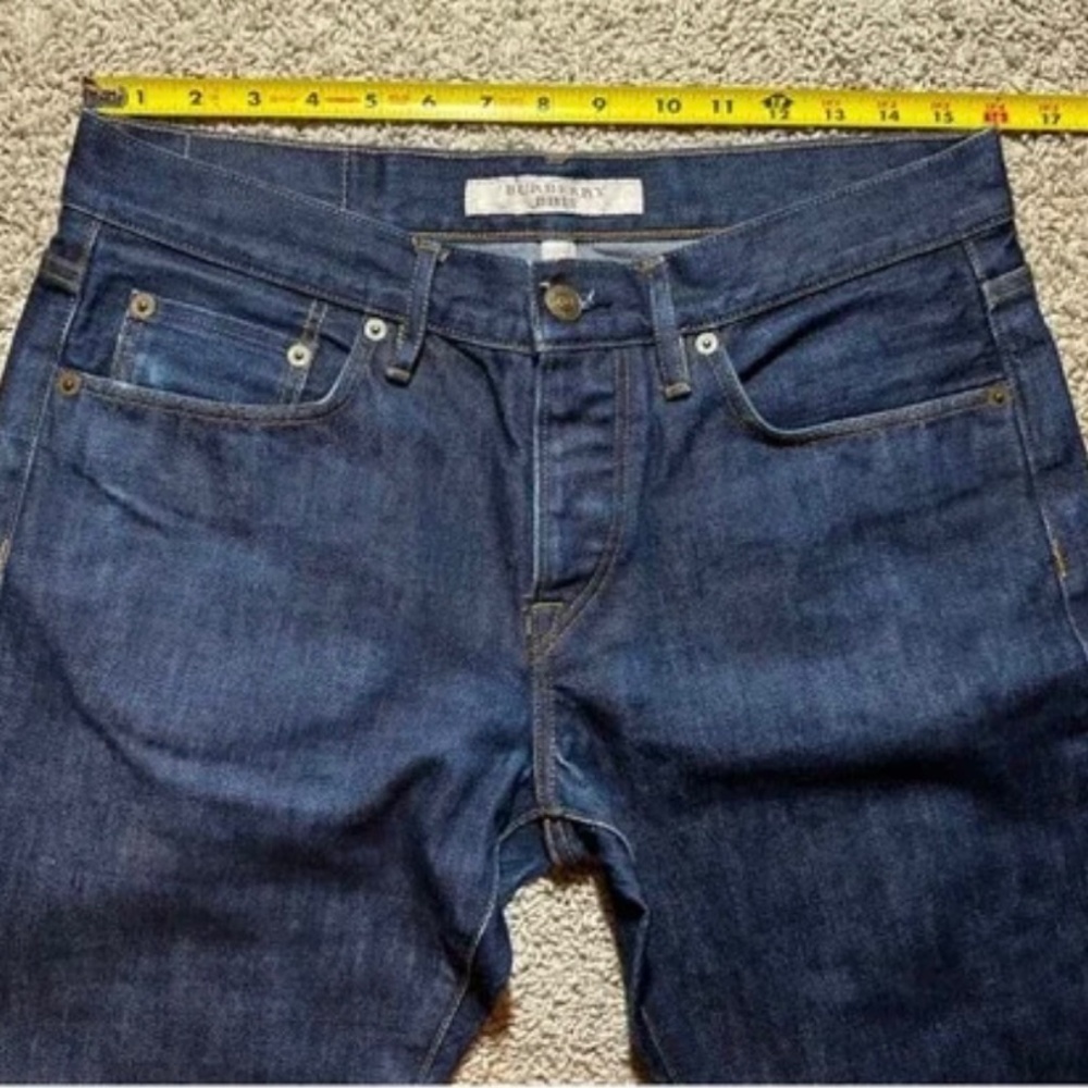 Burberry Brit Mens Straight Blue Denim Button Fly Dark Straight- Size 32 x 32